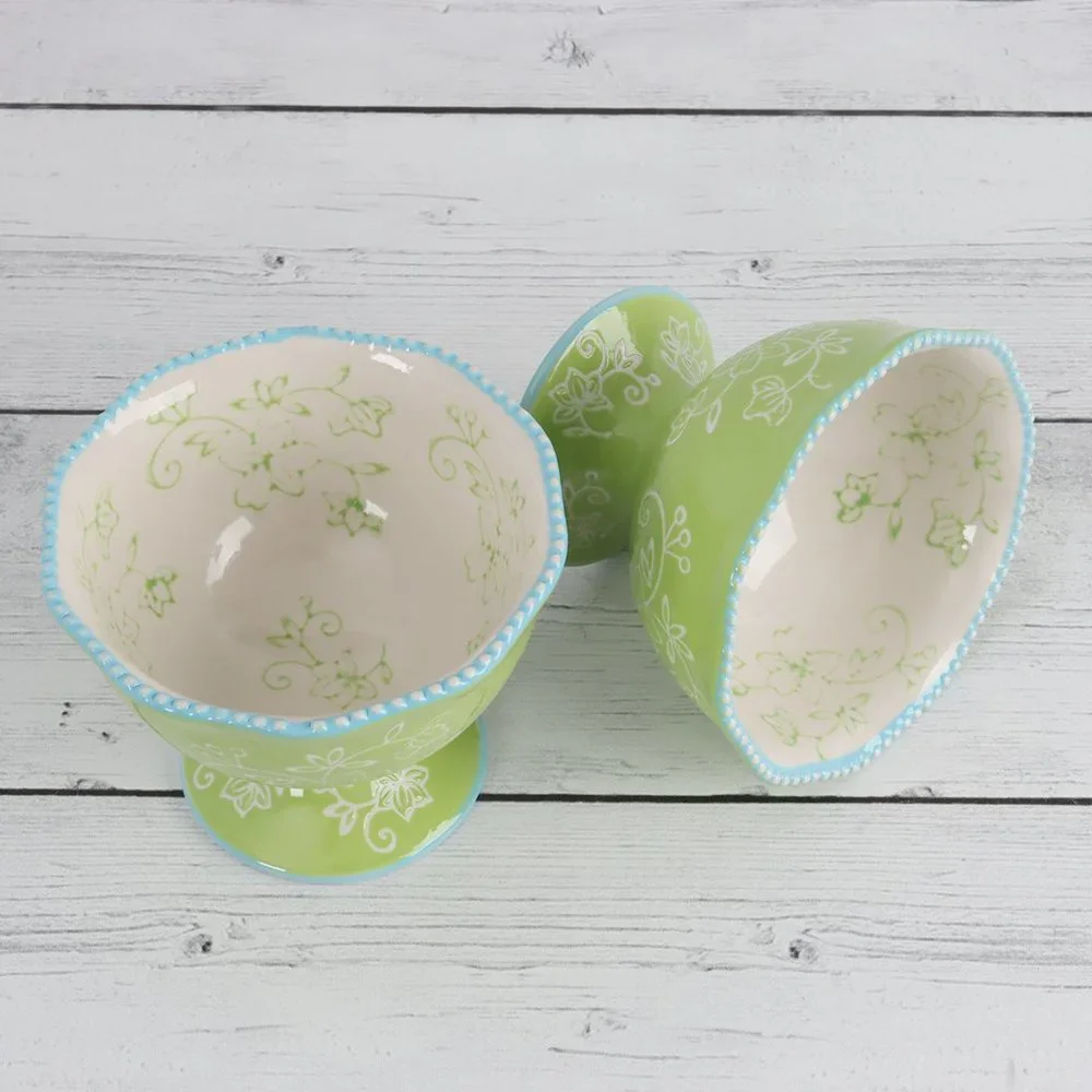 Floral Lace Lime Green Dessert Dish by Temp-Tations Set of Two